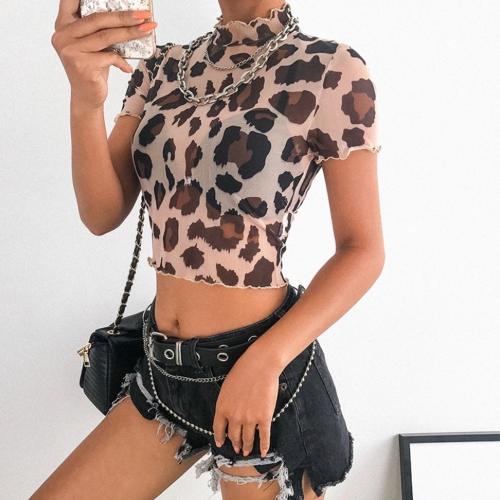 Sheer cheetah top
